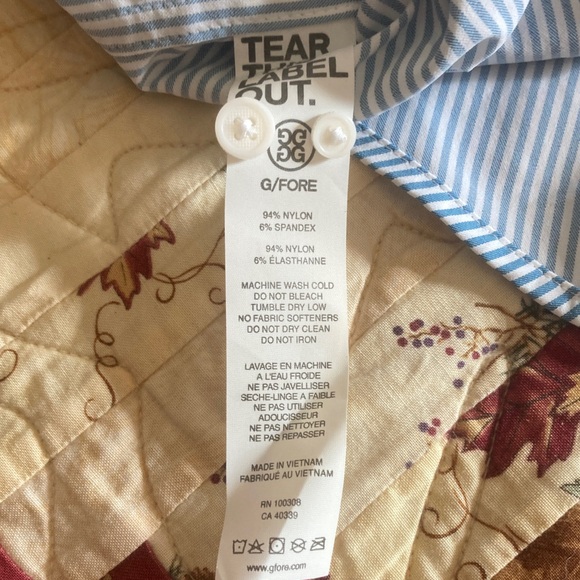 G/Fore mens M blue & white striped performance button down shirt golf NWOT - Picture 6 of 8